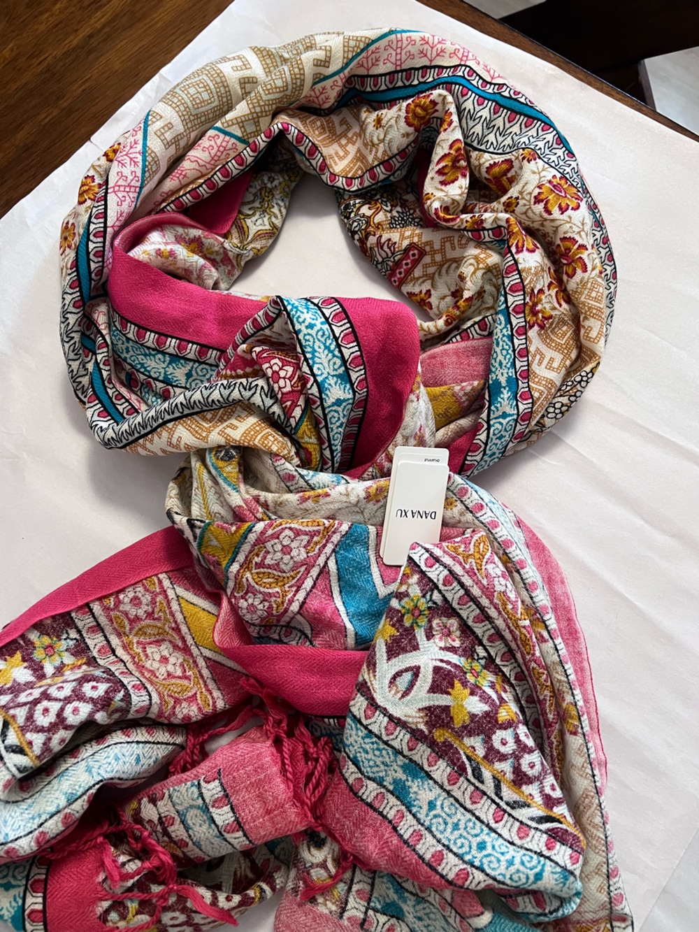 Dana Xu Bohemian Fringe Shawl Wrap Vibrant Multi color